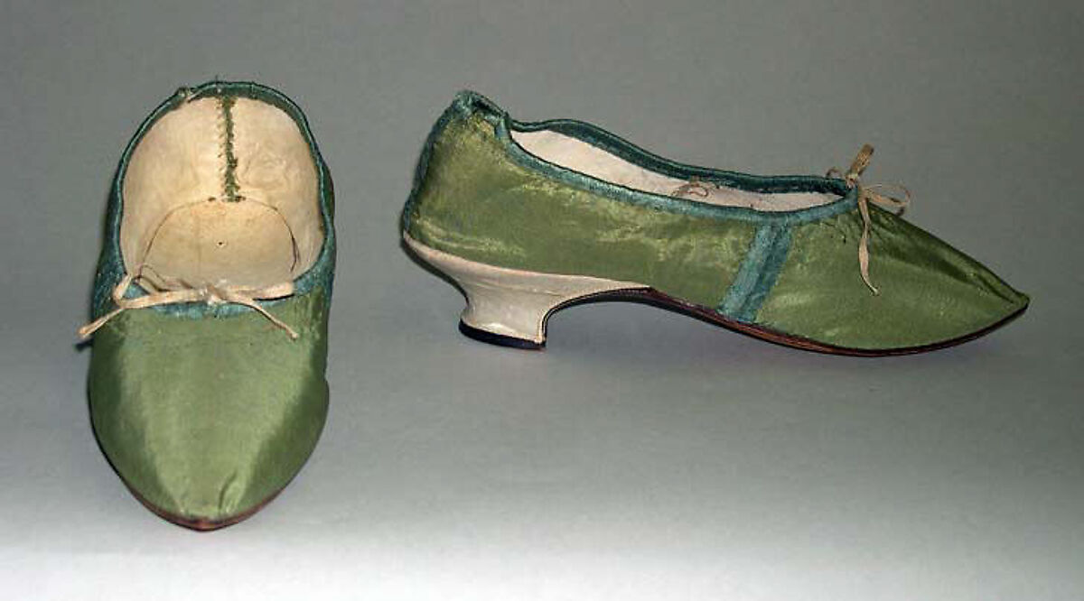 Shoes, silk, leather, linen, European 