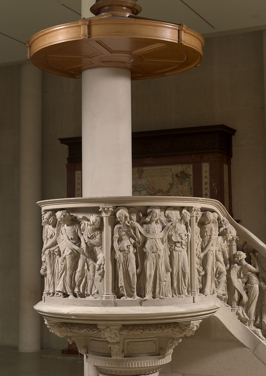 All Angels' Church Pulpit and Choir Rail, Karl Theodore Bitter (American (born Austria), Vienna 1867–1915 New York), Limestone, oak, and walnut, American