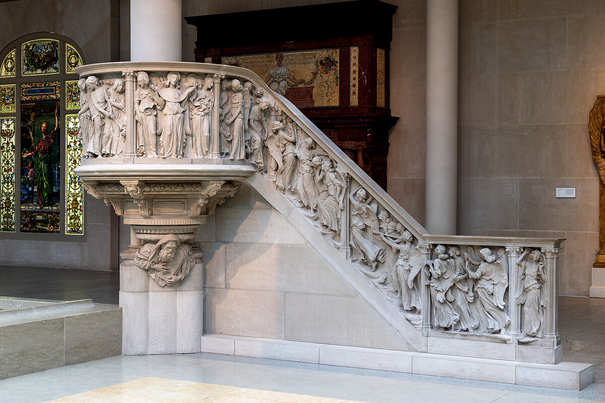All Angels' Church Pulpit and Choir Rail, Karl Theodore Bitter (American (born Austria), Vienna 1867–1915 New York), Limestone, oak, and walnut, American
