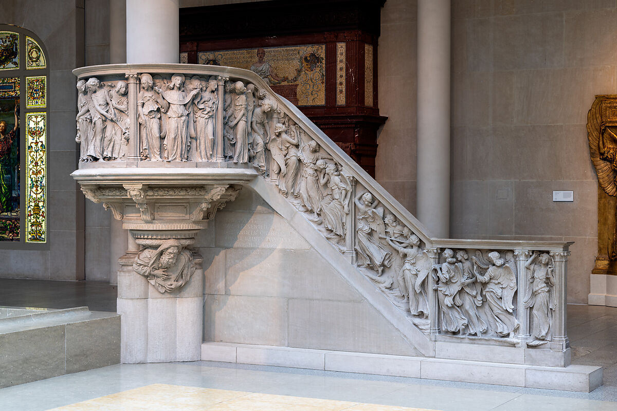 All Angels' Church Pulpit and Choir Rail, Karl Theodore Bitter (American (born Austria), Vienna 1867–1915 New York), Limestone, oak, and walnut, American