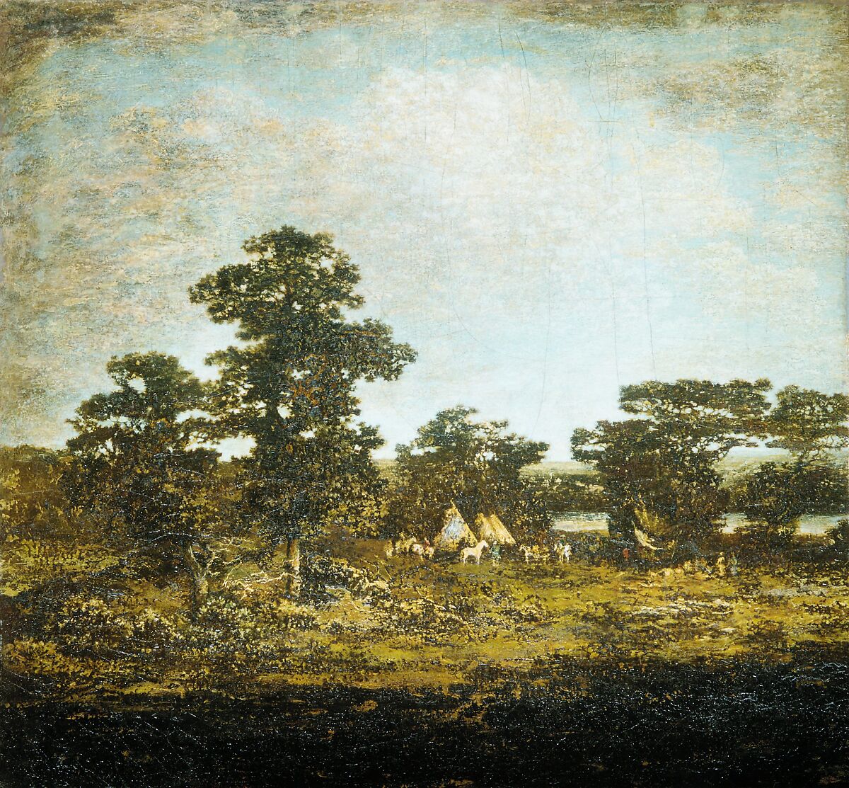 An Indian Encampment, Ralph Albert Blakelock  American, Oil on canvas, American