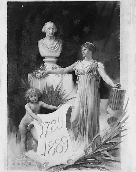 Design for the Washington Centennial Celebration, Souvenir, Edwin Howland Blashfield (American, New York 1848–1936), Oil on canvas board, American 