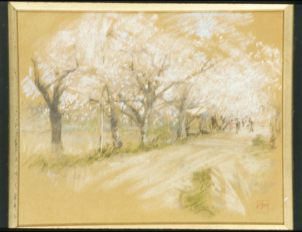 Spring Landscape, Robert Frederick Blum (American, Cincinnati, Ohio 1857–1903 New York), Pastel on sandpaper, American