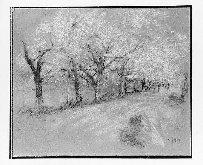 Spring Landscape, Robert Frederick Blum (American, Cincinnati, Ohio 1857–1903 New York), Pastel on sandpaper, American