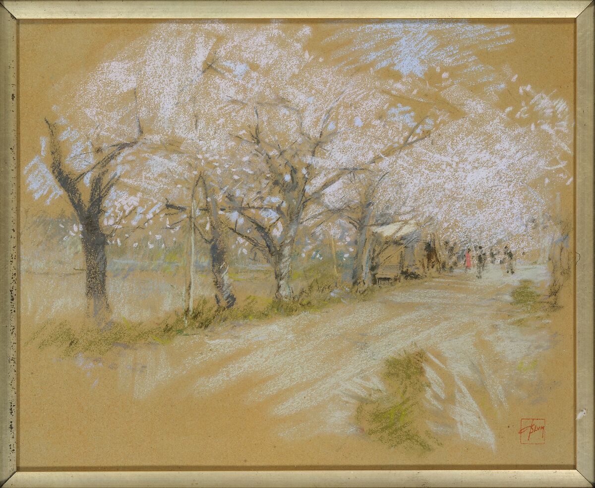 Spring Landscape, Robert Frederick Blum (American, Cincinnati, Ohio 1857–1903 New York), Pastel on sandpaper, American 