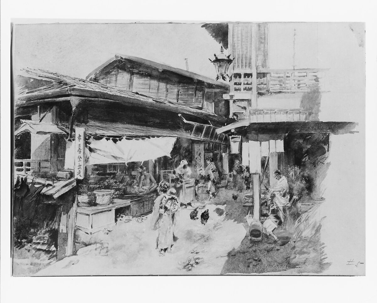 Street Scene in Ikao, Japan, Robert Frederick Blum (American, Cincinnati, Ohio 1857–1903 New York), Watercolor, gouache, and graphite on off-white wove paper, American
