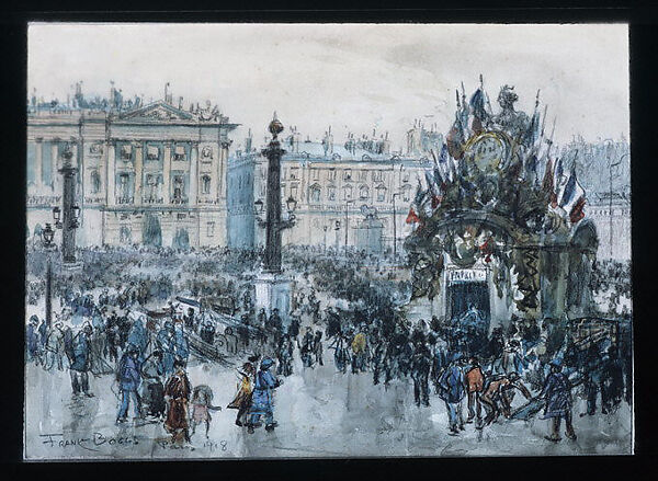 Armistice Day, Paris, Frank Myers Boggs (1855–1926), Watercolor and chalk on laid paper, American