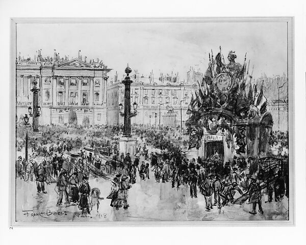 Armistice Day, Paris, Frank Myers Boggs (1855–1926), Watercolor and chalk on laid paper, American