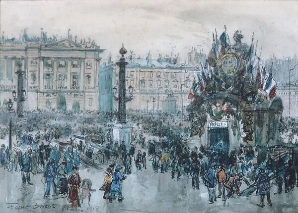 Armistice Day, Paris, Frank Myers Boggs (1855–1926), Watercolor and chalk on laid paper, American 