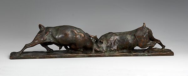 Bulls Fighting, Solon Hannibal Borglum (American, Ogden, Utah 1868–1922 Stamford, Connecticut), Bronze, American 