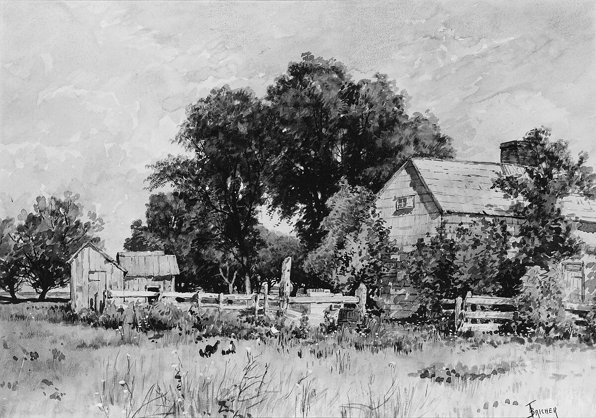 The Farm, Alfred Thompson Bricher (1837–1908), Watercolor, gouache, and graphite on white wove paper, American 