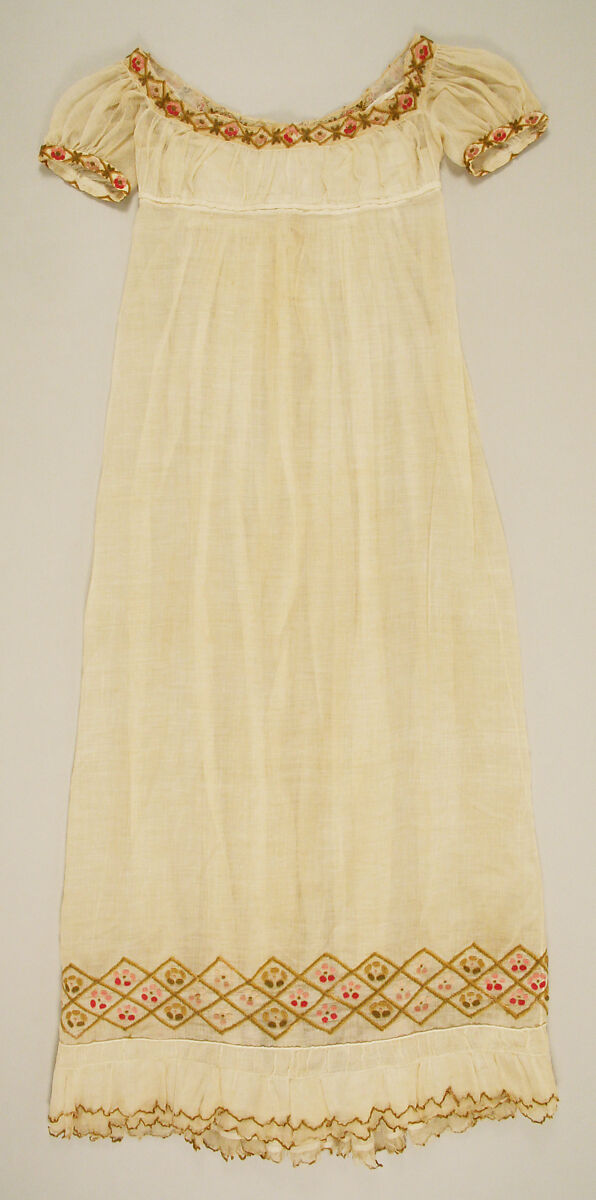 Dress, cotton, wool, probably British 