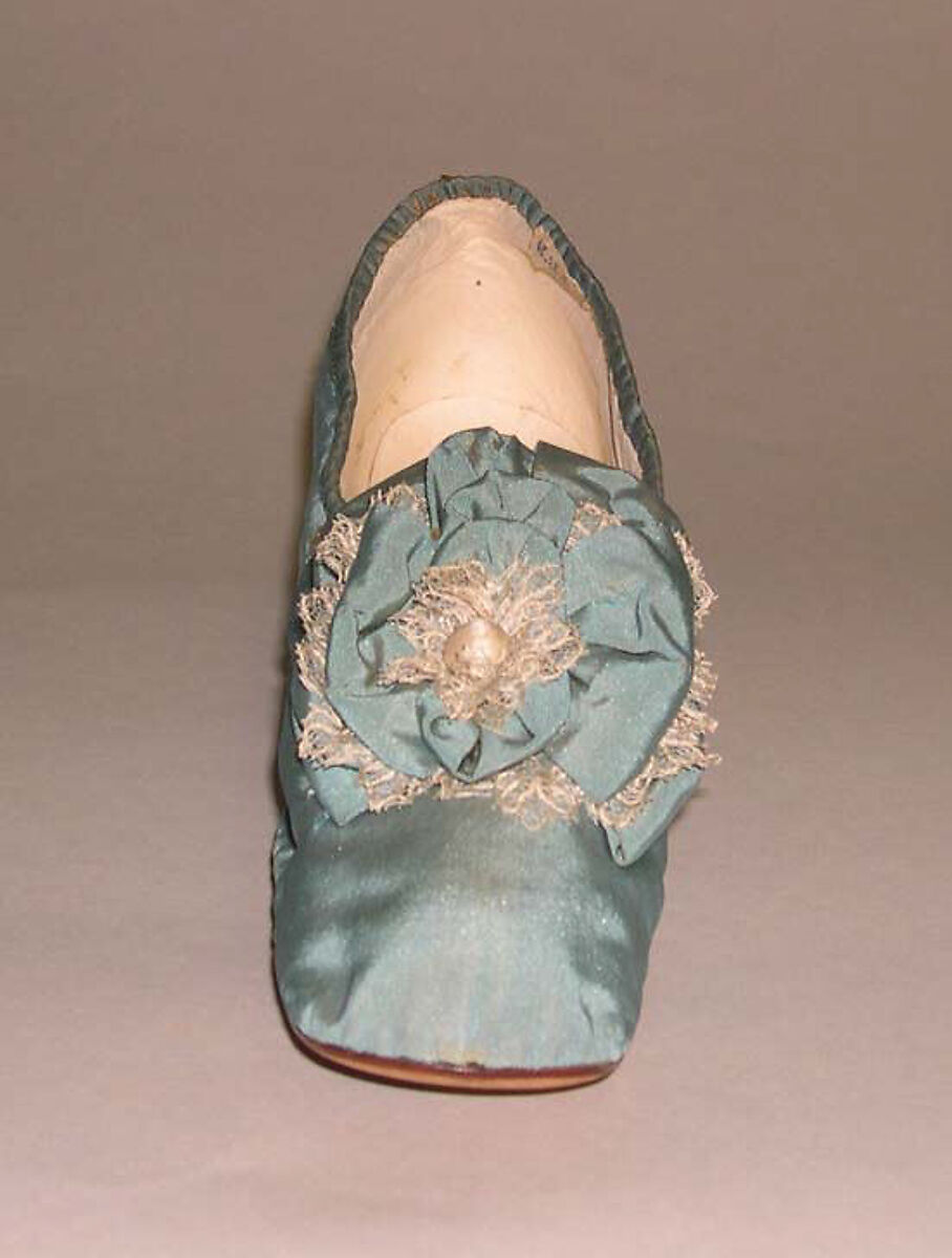 Slippers, silk, leather, French