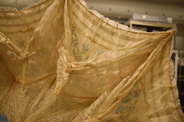 Parasol, silk, metal, wood, porcelain, French
