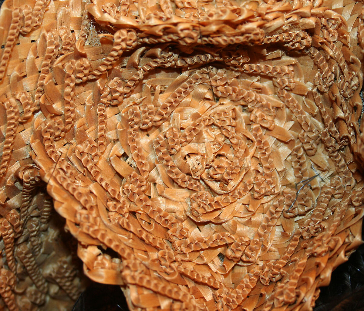 Hat, straw, feathers, probably American