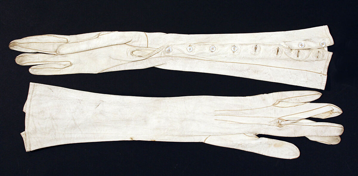 Wedding ensemble, (a,b,c) silk
(d,e) leather, American