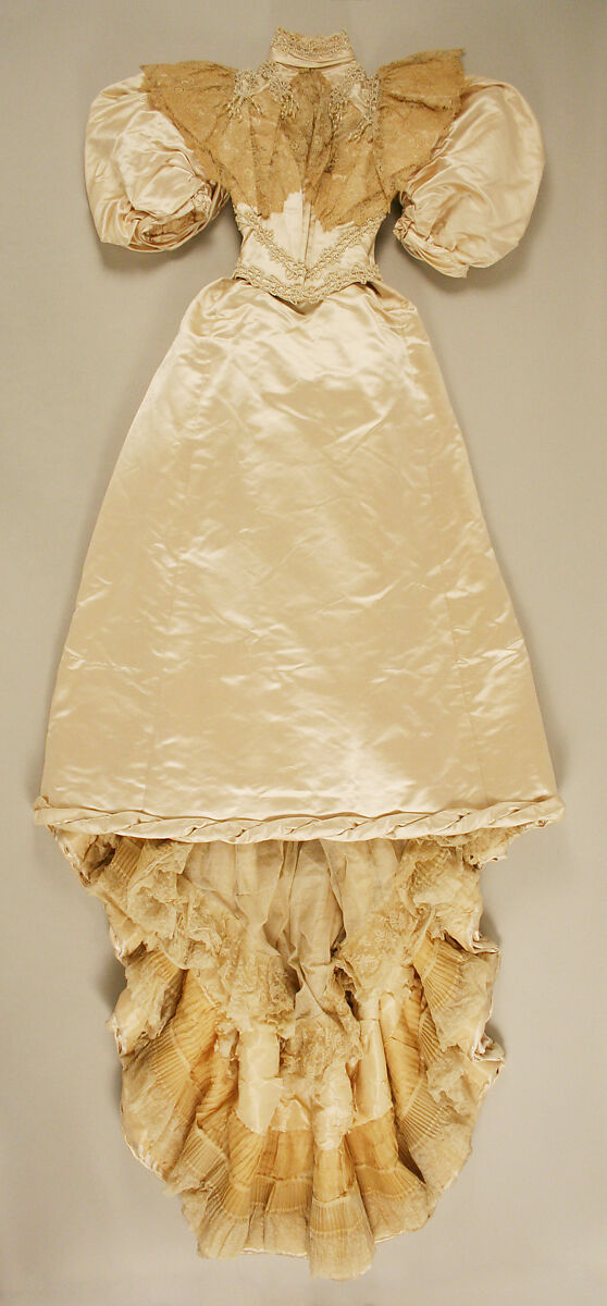 Wedding dress, (a, b) silk, American 
