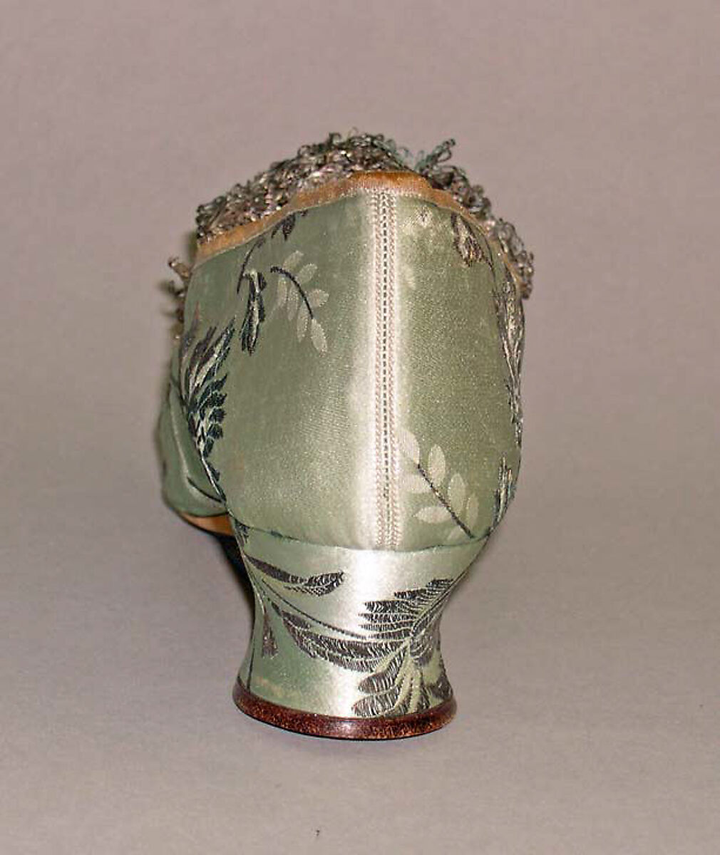 Slippers, silk, metal thread, American