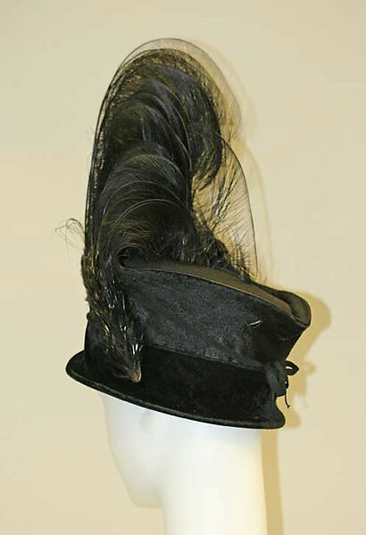 Hat, silk, feathers, American