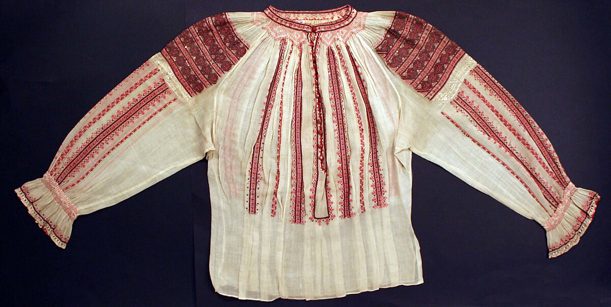 Blouse, cotton, silk, metal, Romanian 