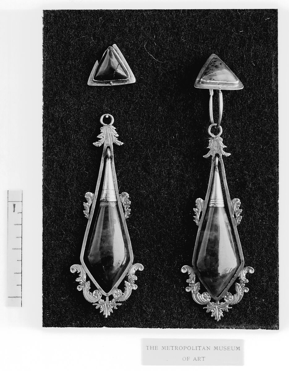 Earrings, gold, stone, Italian