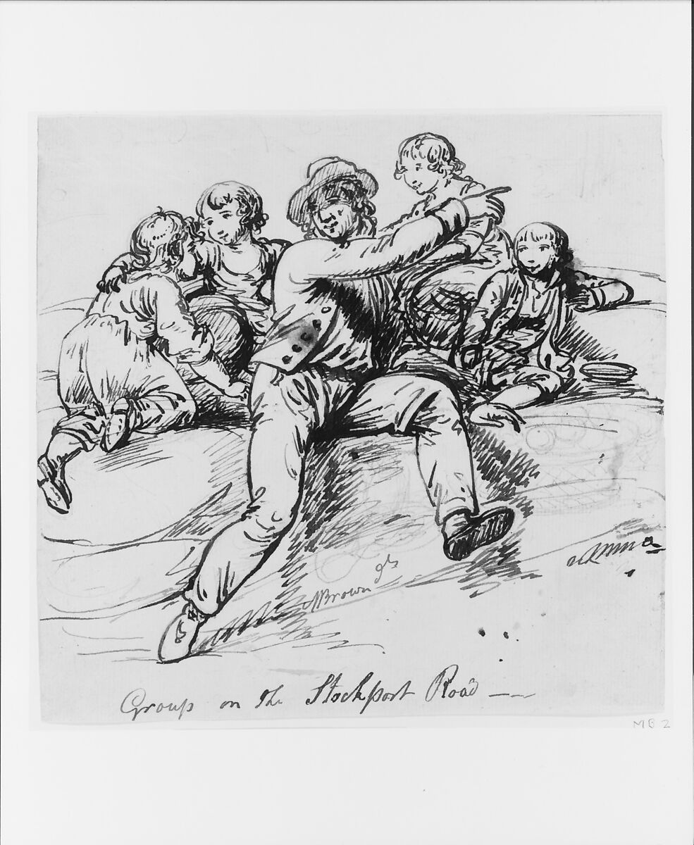 Group on the Stockport Road, Mather Brown (American, Boston, Massachusetts 1761–1831 London), Pen and iron-gall ink and graphite on off-white laid paper, American