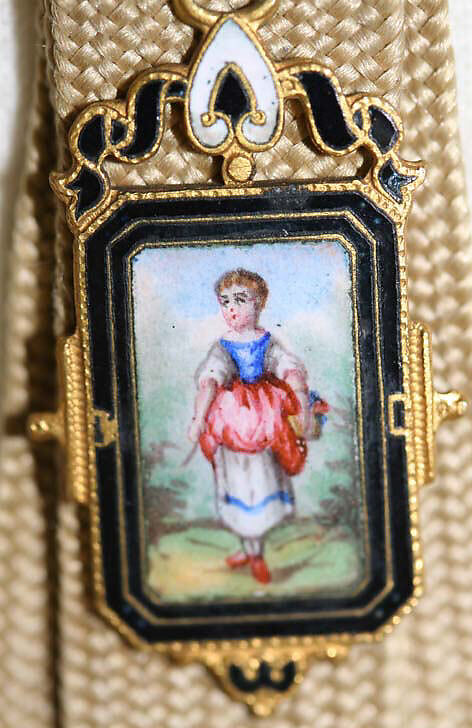 Fob, silk, metal, German