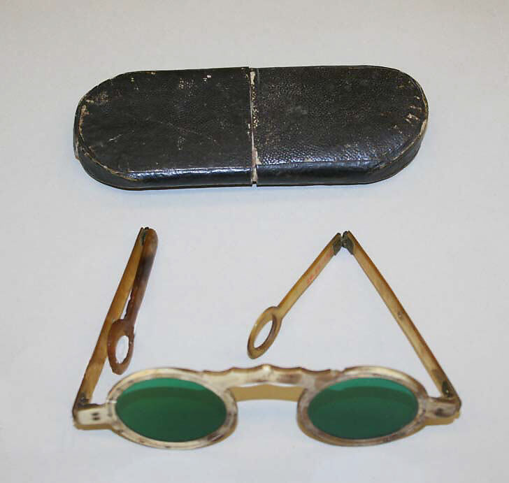 Spectacles, horn, leather, Italian 
