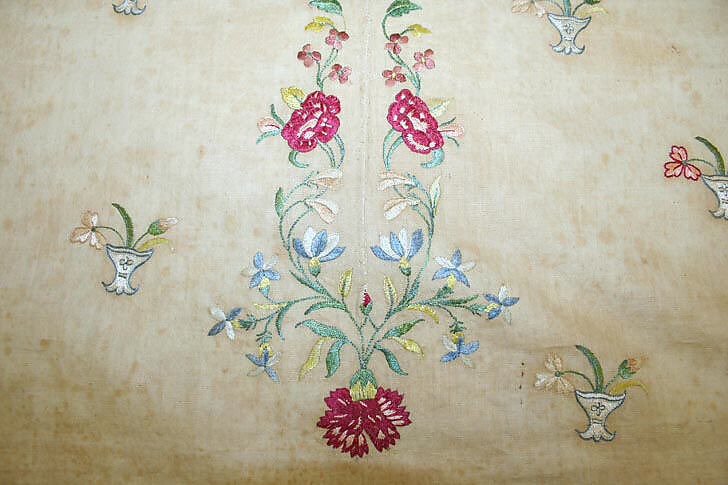 Apron, silk, linen, British