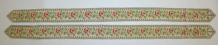 Suspenders, silk, cotton (?), European 