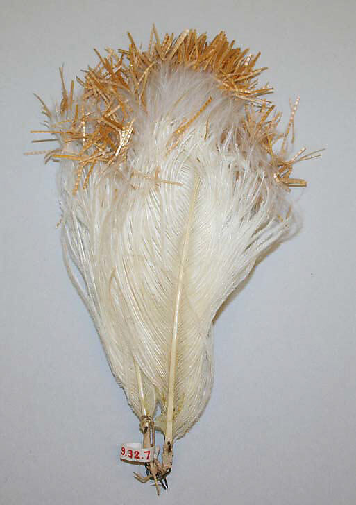 Headdress, feathers, straw, probably French 
