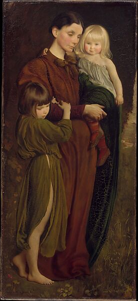 In the Garden, George de Forest Brush (American, Shelbyville, Tennessee  1855–1941 Hanover, New Hampshire), Oil on canvas mounted on zinc plate, American