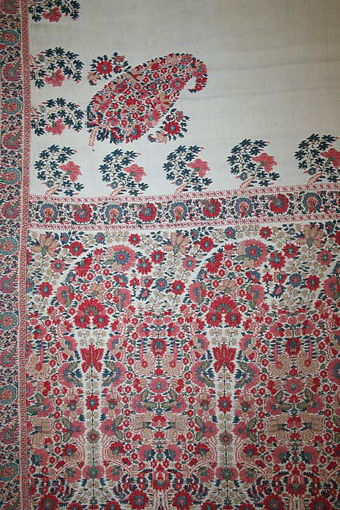 Shawl, silk, cotton, British