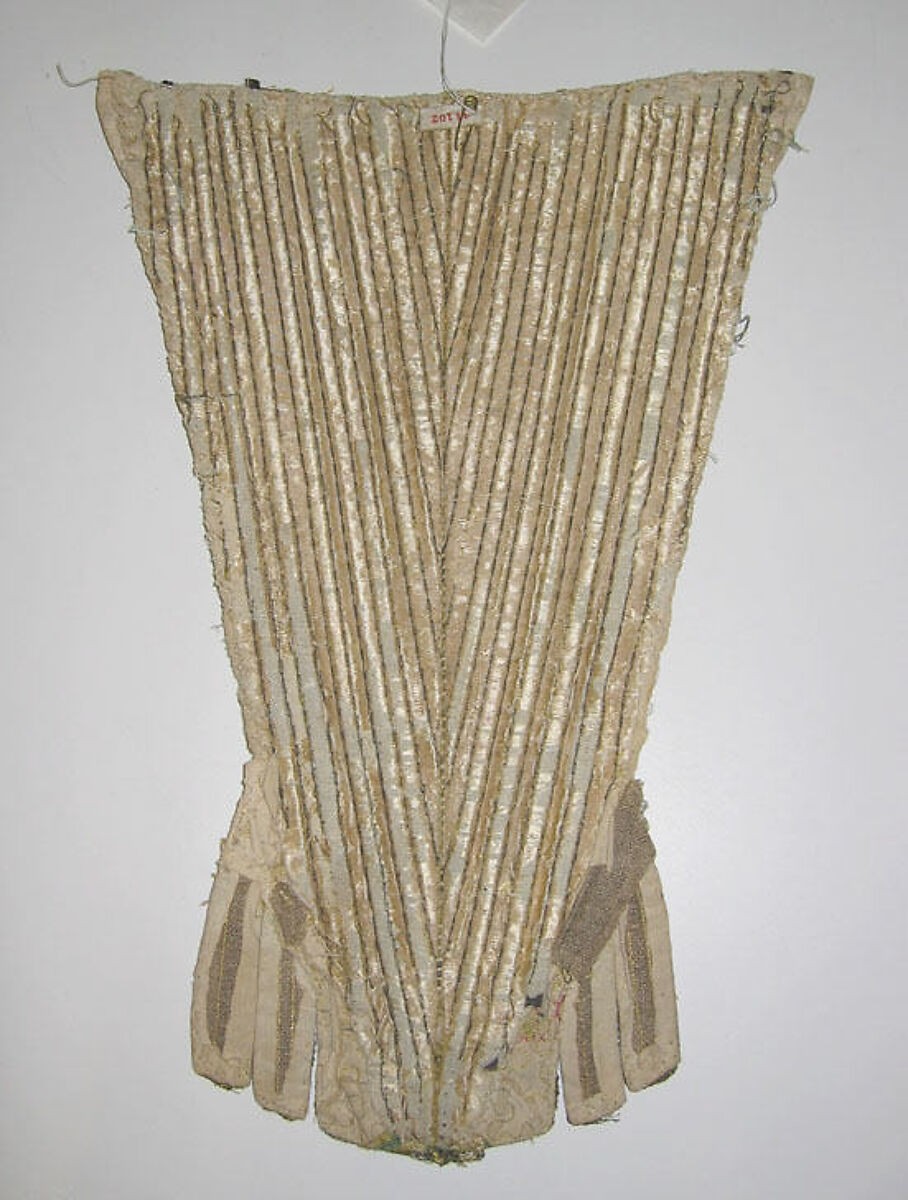 Stomacher, linen, silk, whale bone, British