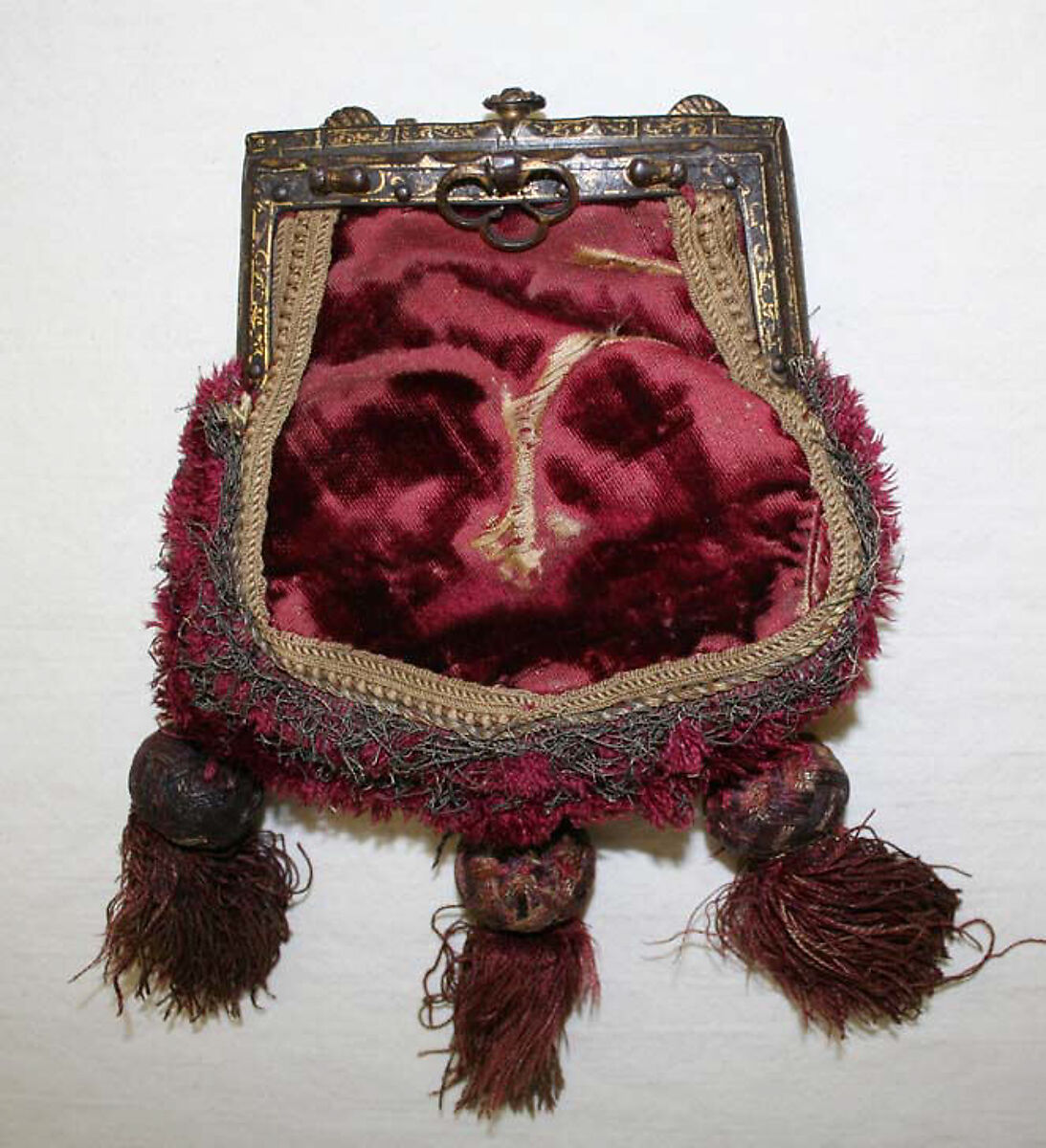 Purse, silk, metal, German 