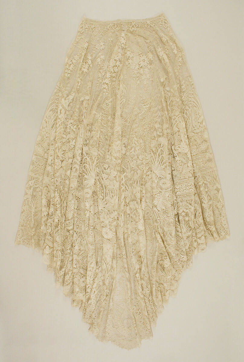 Skirt, Bobbin lace, needle lace, Point de Gaze, machine made net, Belgian, Brussels