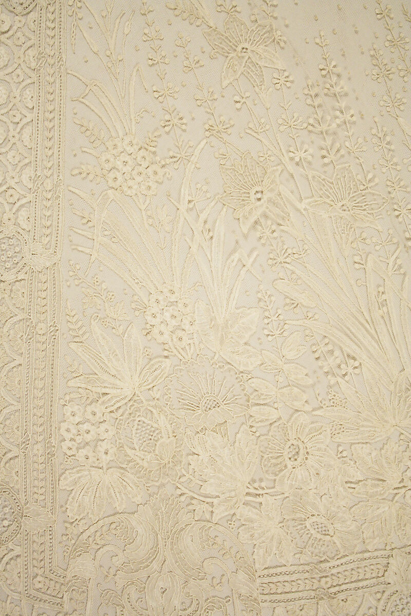 Skirt, Bobbin lace, needle lace, Point de Gaze, machine made net, Belgian, Brussels