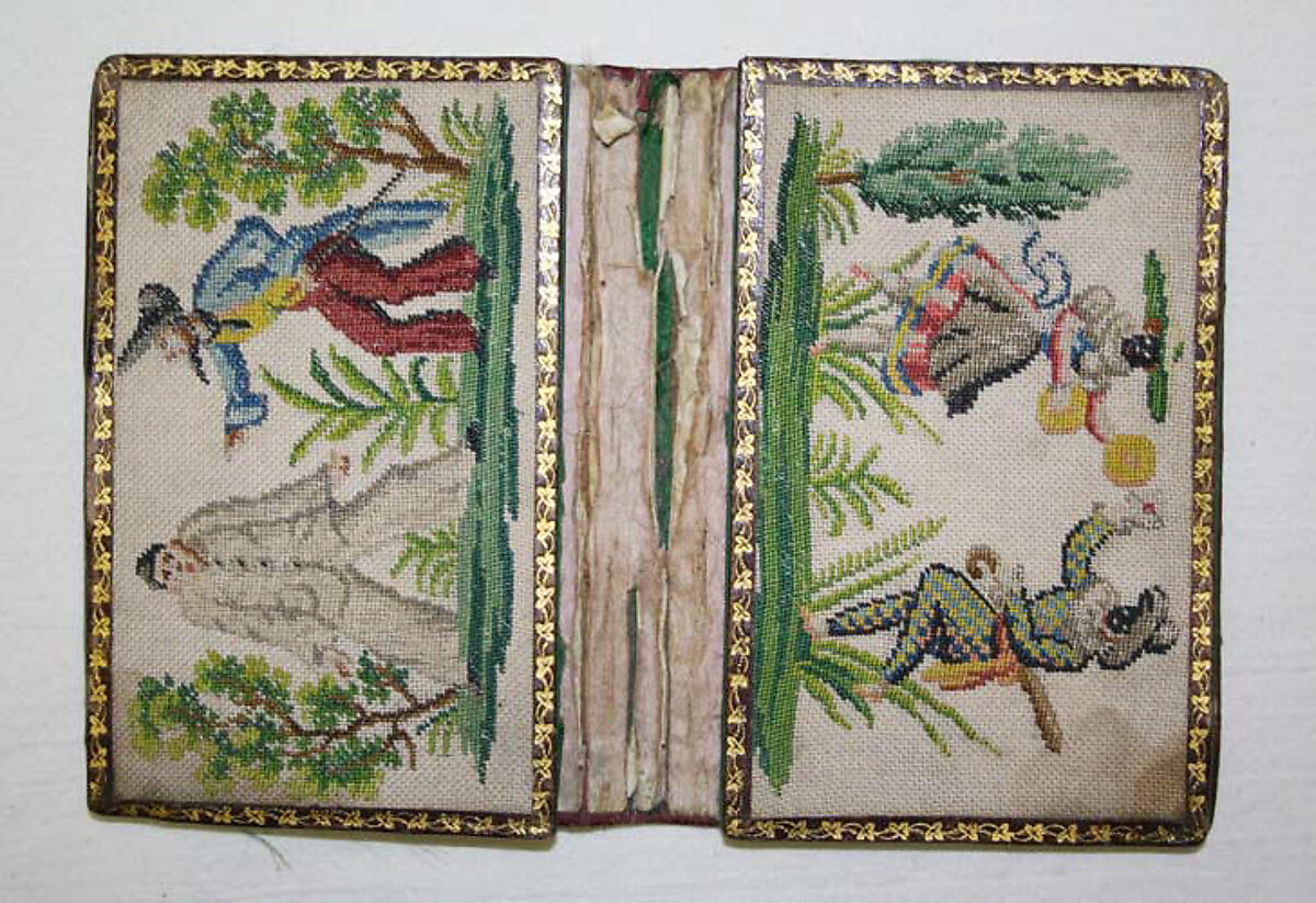 Wallet, silk, leather, German