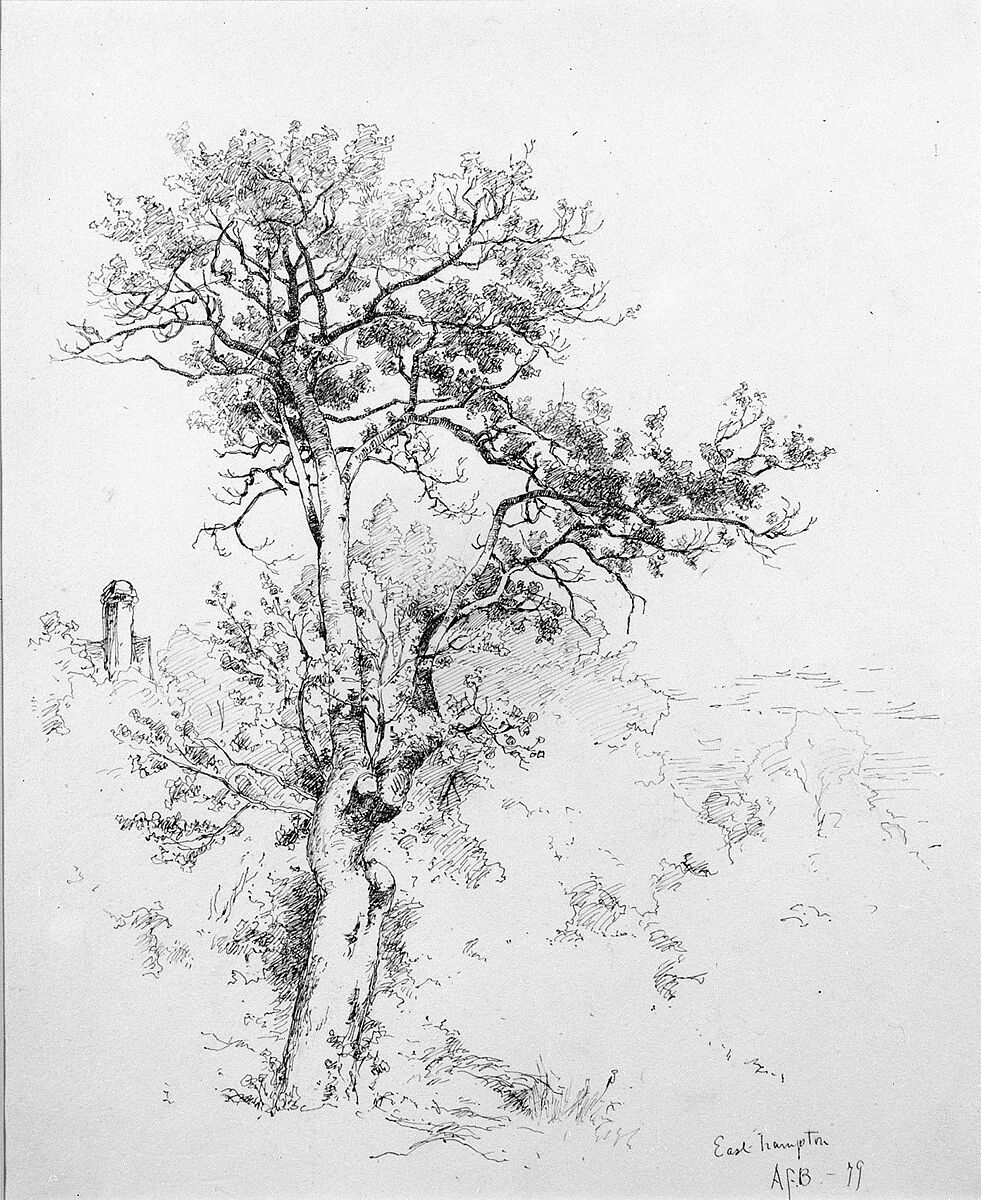 East Hampton, Long Island, Andrew Fisher Bunner (1841–1897), Black ink and graphite traces on off-white buff paper, American 