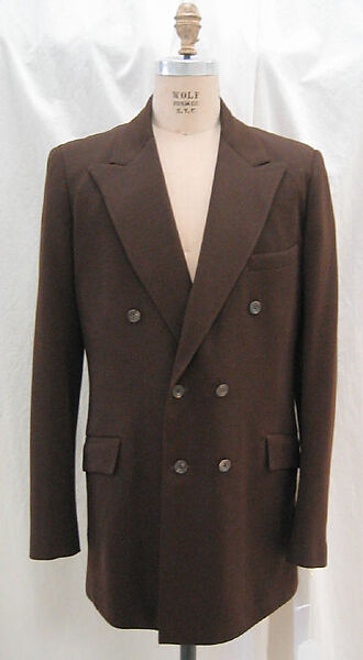 Suit, Rupert Lycett Green (British) for, a,b) wool, rayon, plastic, British