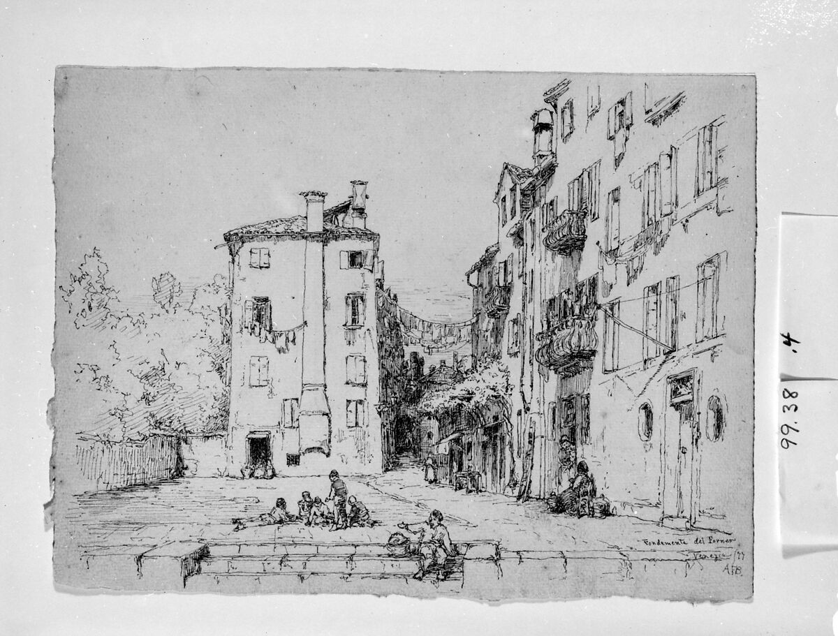 Fondamenta del Forner, Venice, Andrew Fisher Bunner (1841–1897), Black ink on off-white wove paper, American