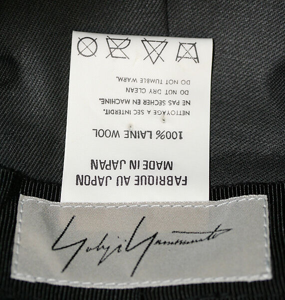 Hat, Yohji Yamamoto (Japanese, born Tokyo, 1943), wool, cotton, silk, Japanese