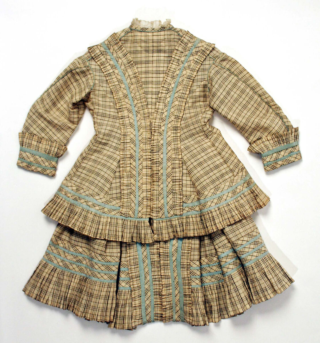 Dress, wool, silk, cotton, American