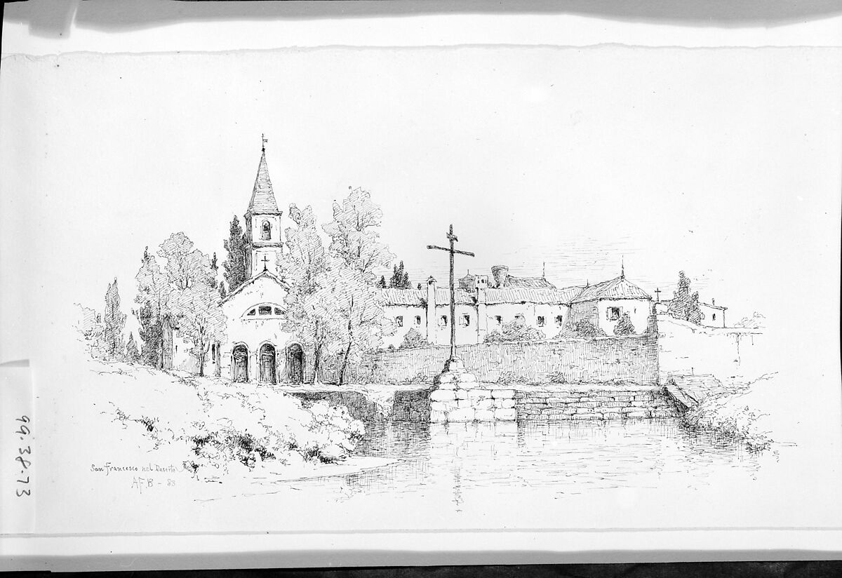 San Francesco, Venice, Andrew Fisher Bunner (1841–1897), Black ink and graphite traces on off-white wove paper, American