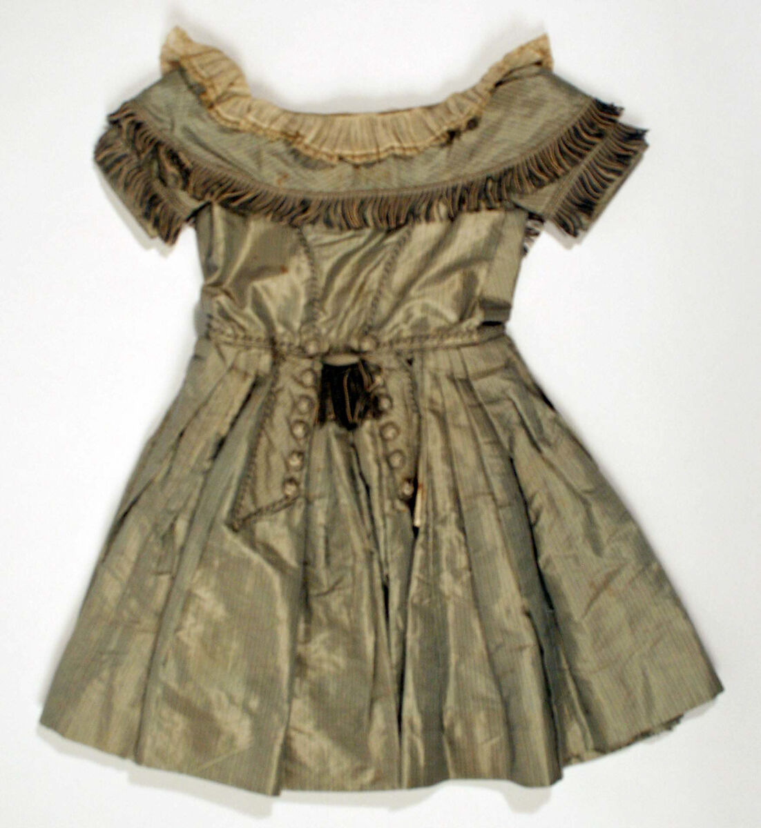 Dress, silk, linen, British