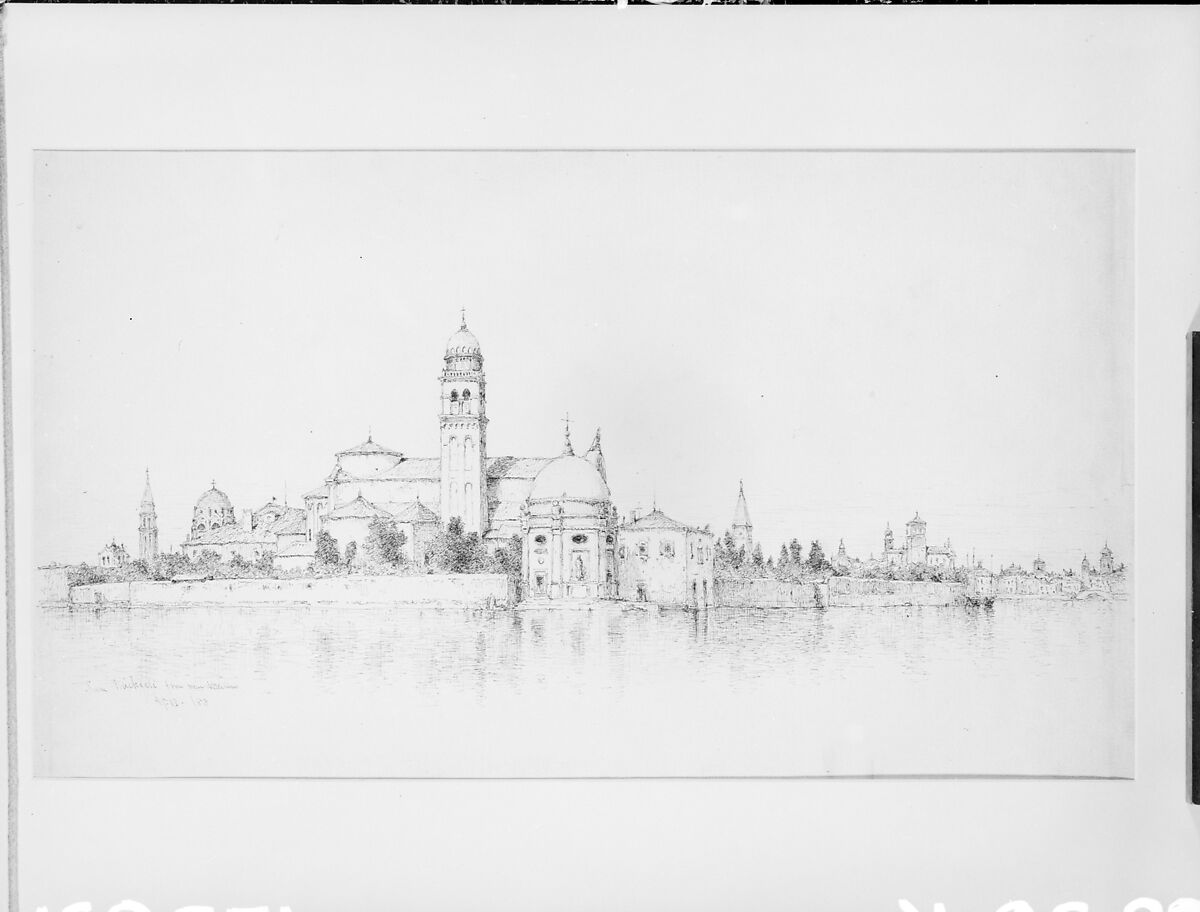 San Michaeli, Venice, Andrew Fisher Bunner (1841–1897), Black ink and graphite traces on off-white wove paper, American
