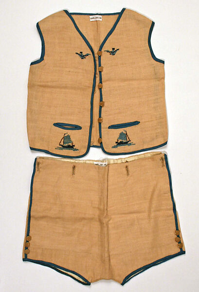 Ensemble, linen, probably French