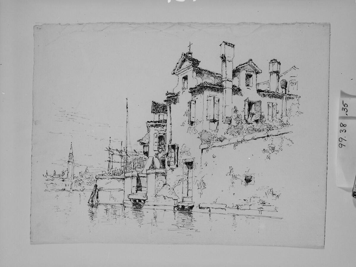 Sketch of Venice, Andrew Fisher Bunner (1841–1897), Black ink on off-white wove paper, American