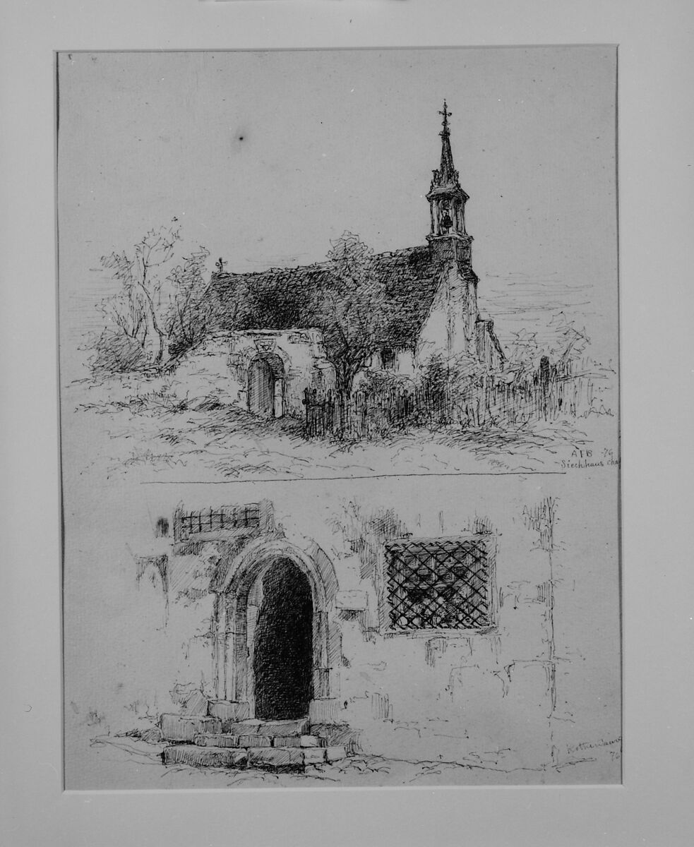 Two Sketches of Rothenburg, Germany, Andrew Fisher Bunner (1841–1897), Black ink on off-white wove paper, American