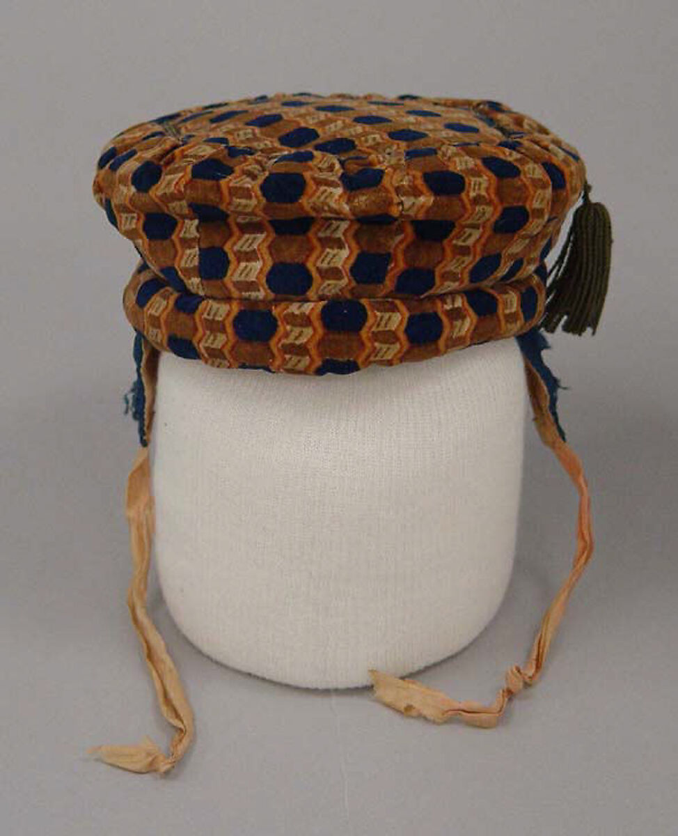 Cap, cotton, silk, metallic, American or European